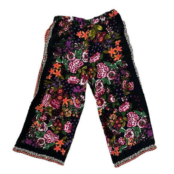 Zara Floral Printed Wide Leg Pull On Culottes Size L - Picture 4 of 8